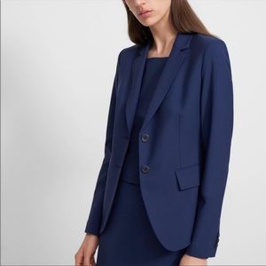 Theory Carissa Traceable Wool 2 Button Blazer In Sea Blue
